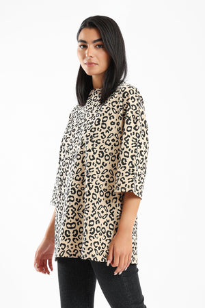 Relaxed Leopard Printed T-shirt - Clue Wear
