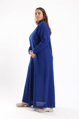 Ribbed Maxi Dress With Long Sleeves - Clue Wear