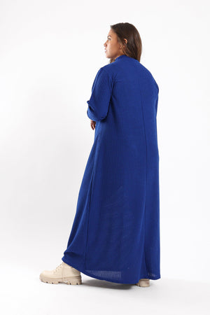 Ribbed Maxi Dress With Long Sleeves - Clue Wear