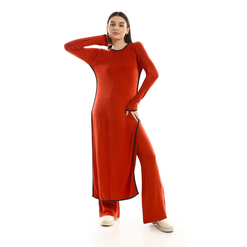 Jamila Side Slit Long Top & Wide Pants Set – Havan