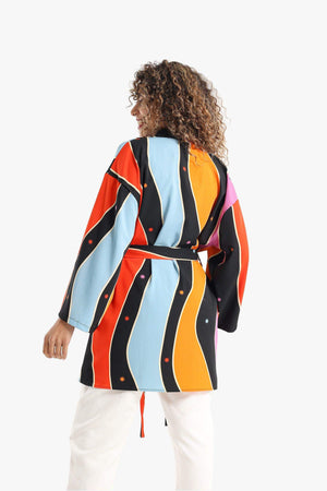 Satin Dropped Shoulder Kimono - Carina - كارينا