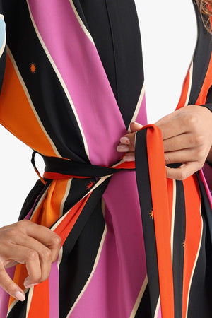 Satin Dropped Shoulder Kimono - Carina - كارينا