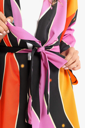 Satin Dropped Shoulder Kimono - Carina - كارينا