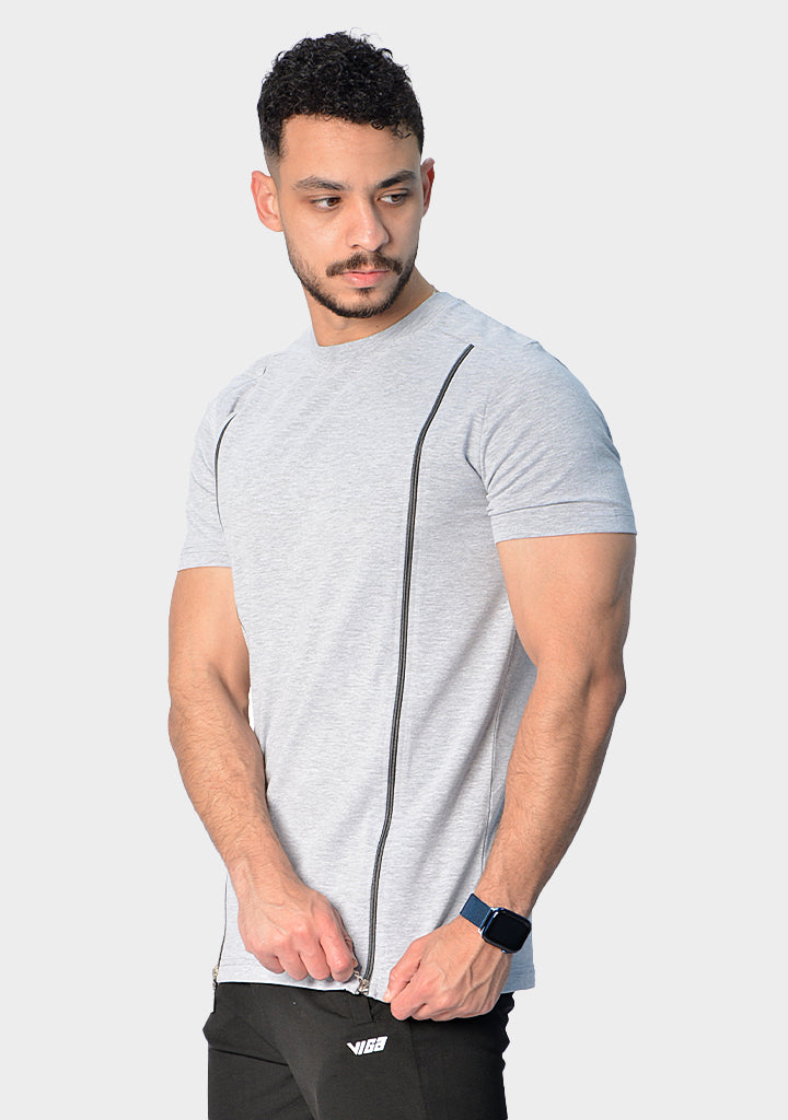 Cotton Zipper Detail Casual T-Shirt
