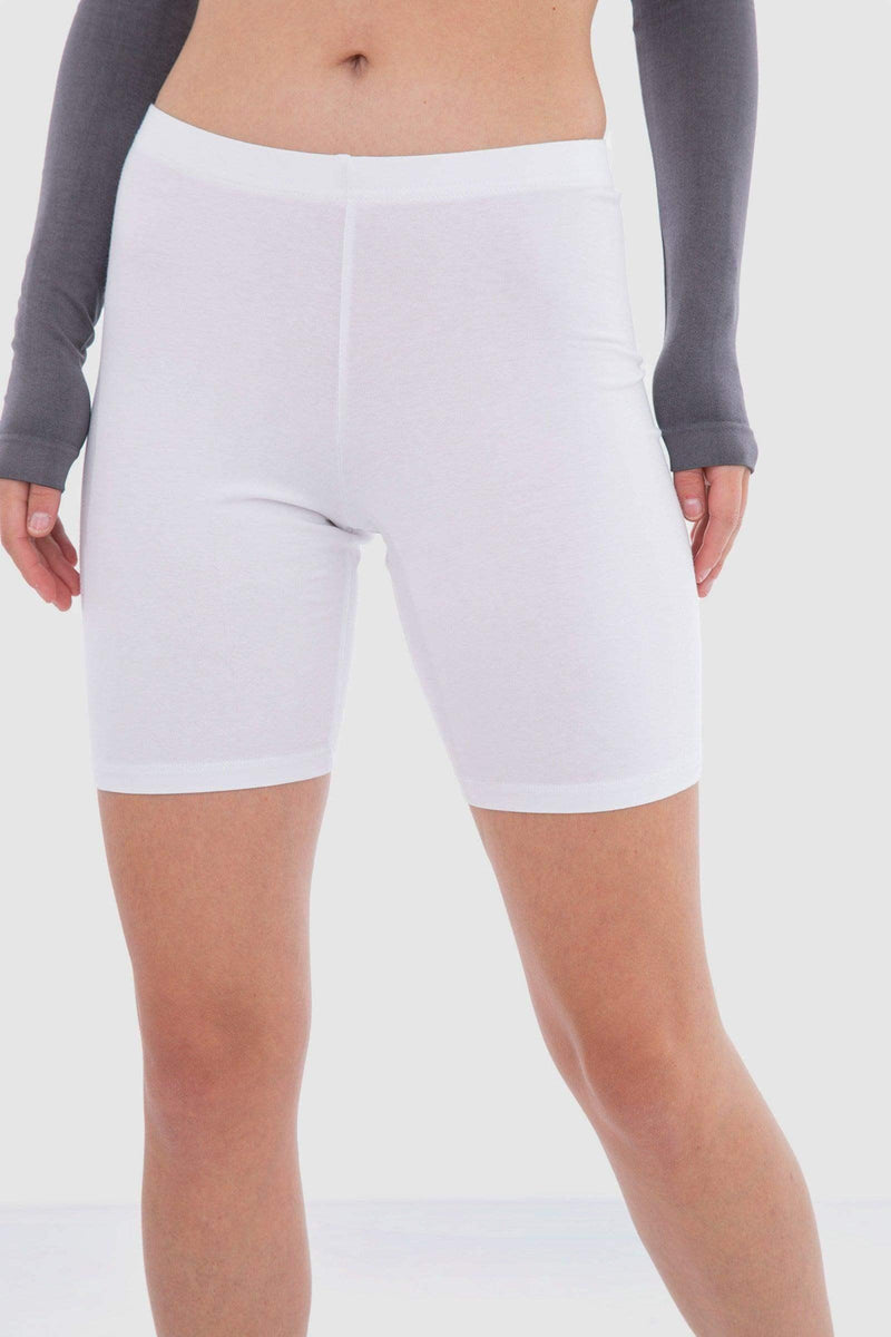Basic Cotton Short Leggings - White