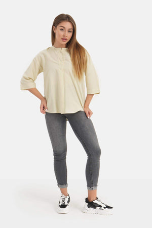 Solid Blouse with 3/4 Sleeves - Carina - كارينا