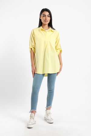Stand Collar Plain Shirt - Clue Wear