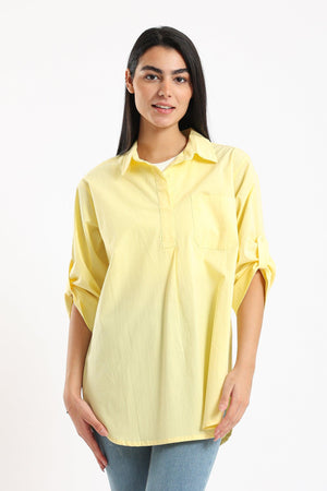 Stand Collar Plain Shirt - Clue Wear