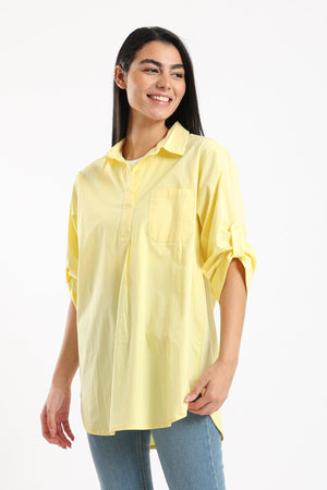 Stand Collar Plain Shirt - Clue Wear