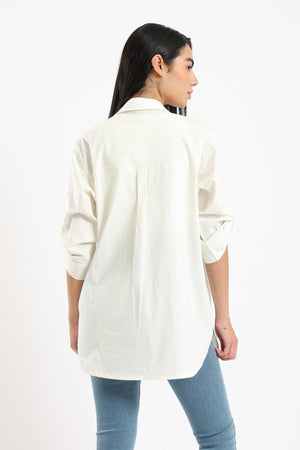 Stand Collar Plain Shirt - Clue Wear