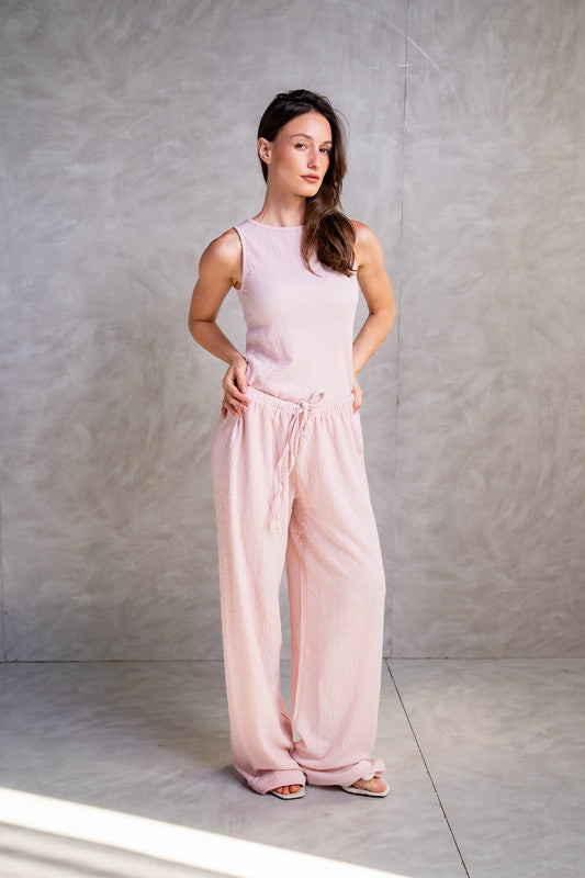 Textured Sleeveless Top – Rose