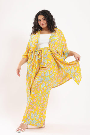 Tied belt Printed Wide Pants - Clue Wear