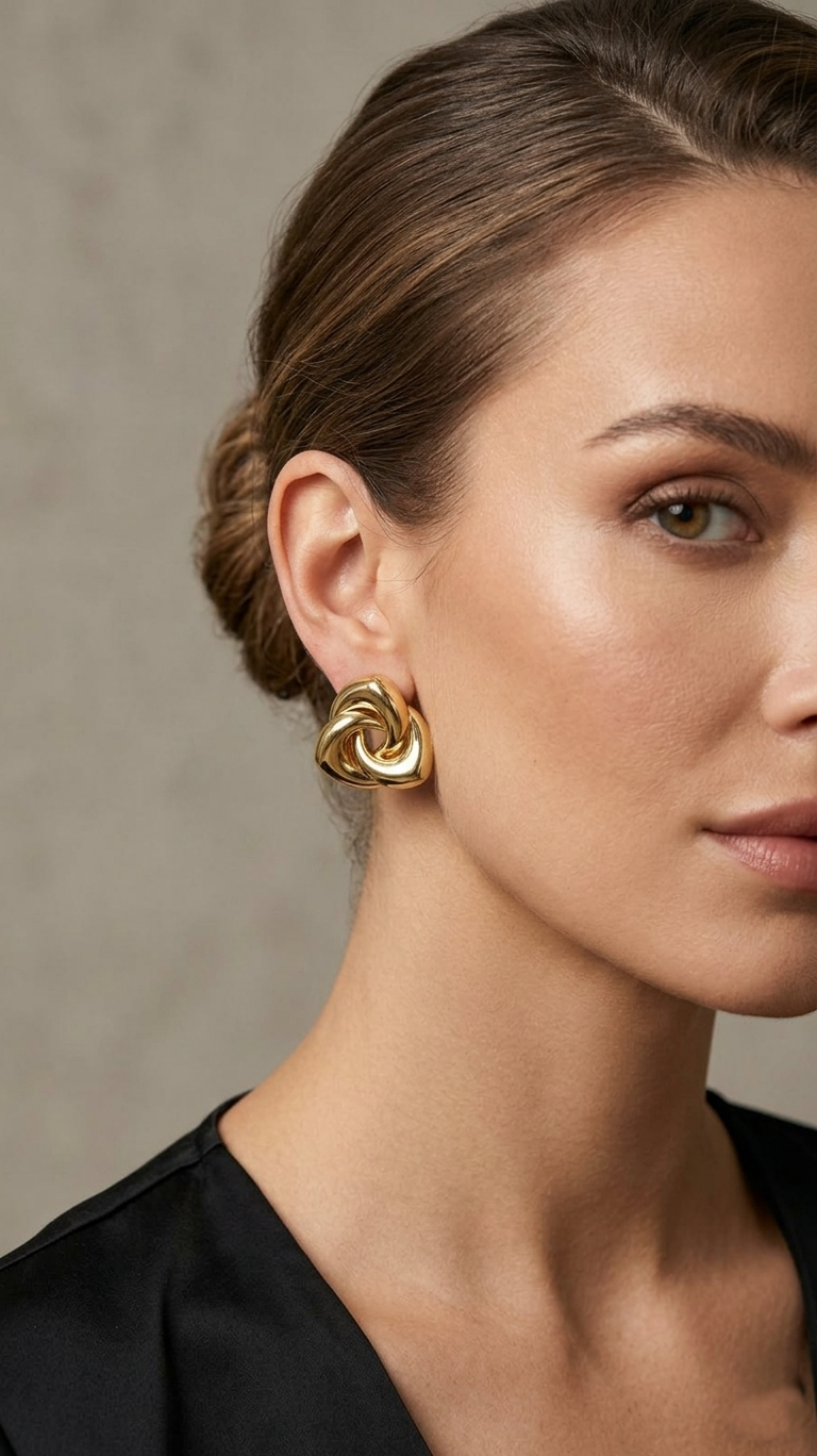 Intertwined Knot Stud Earrings - Gold