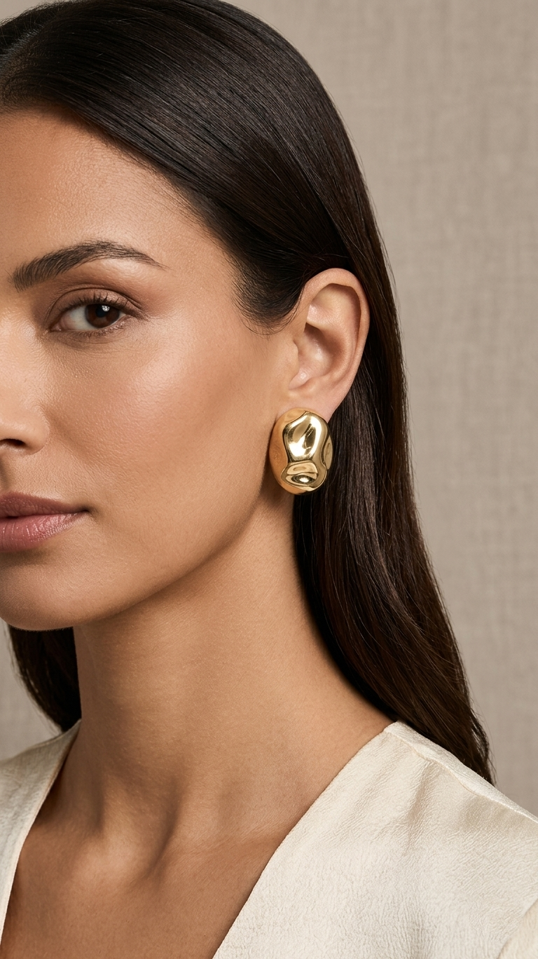 Irregular Wavy Stud Earrings - Gold