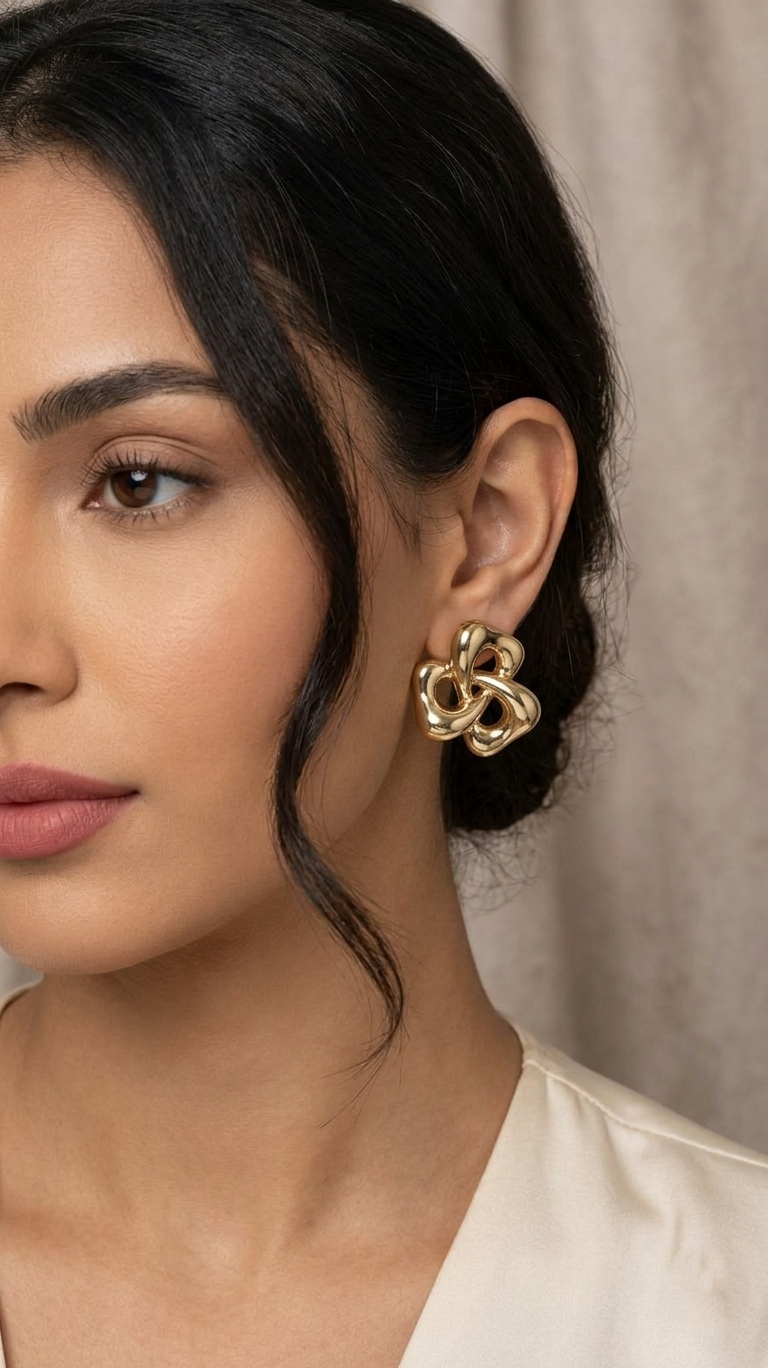 Triple Knot Stud Earrings - Gold