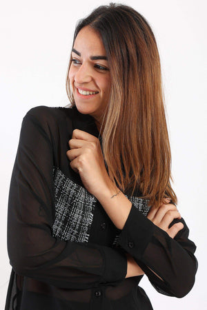 Tweed Pocket Sheer Shirt - Carina - كارينا