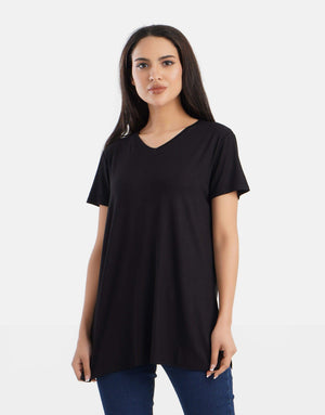 V-Neck Viscose T-Shirt - Carina - كارينا