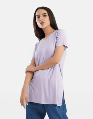 V-Neck Viscose T-Shirt - Carina - كارينا