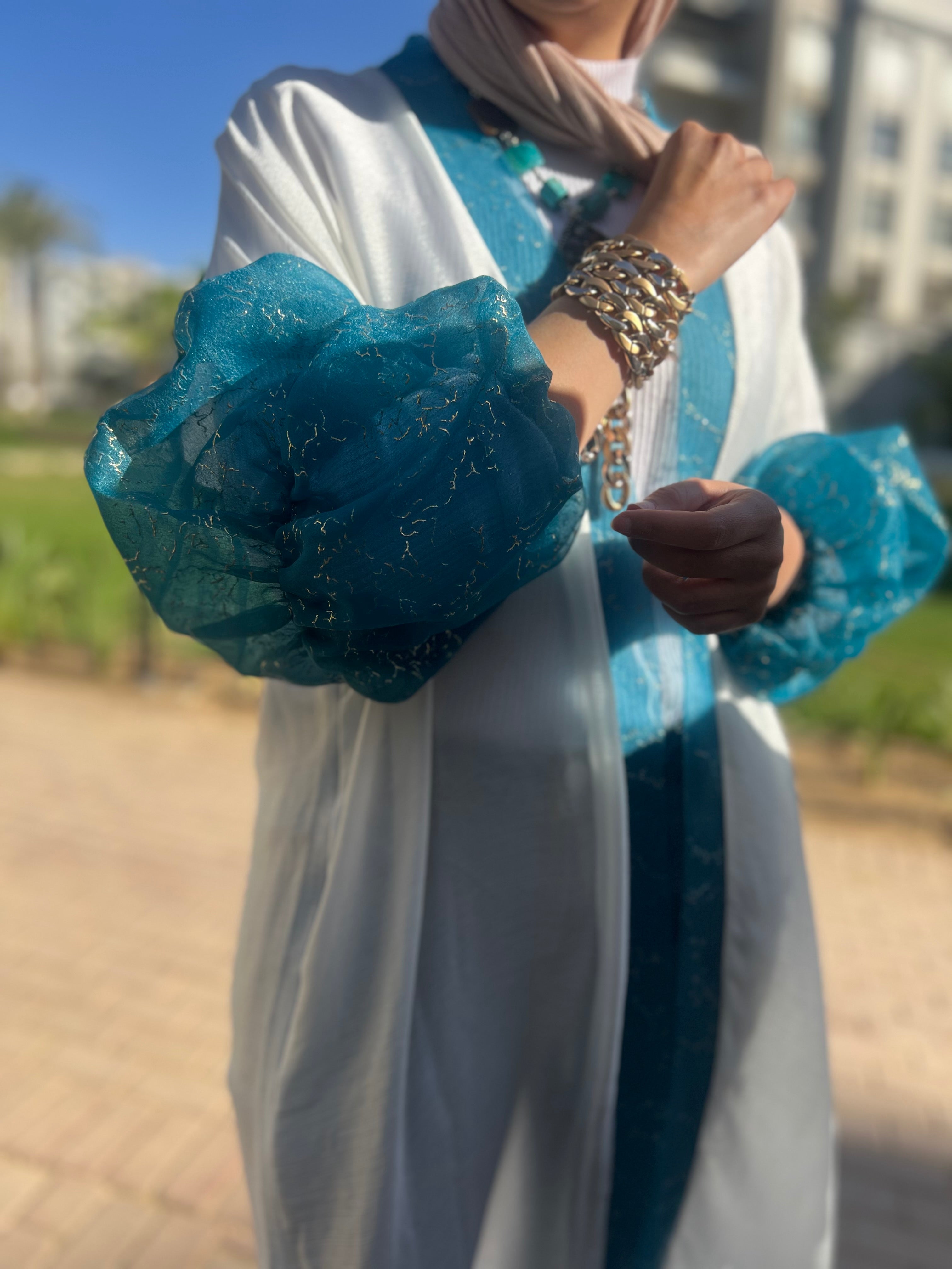 Satin Maxi Kimono - White