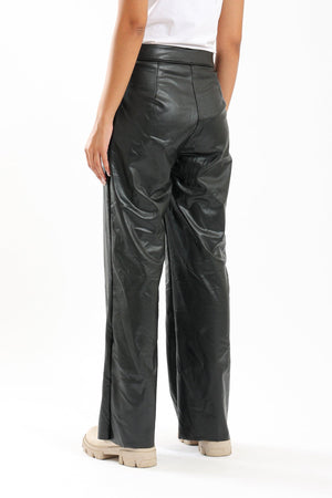 Wide Leg Leather Trousers - Clue Wear