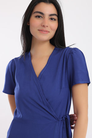 Wrap Up Plain Dress - Clue Wear