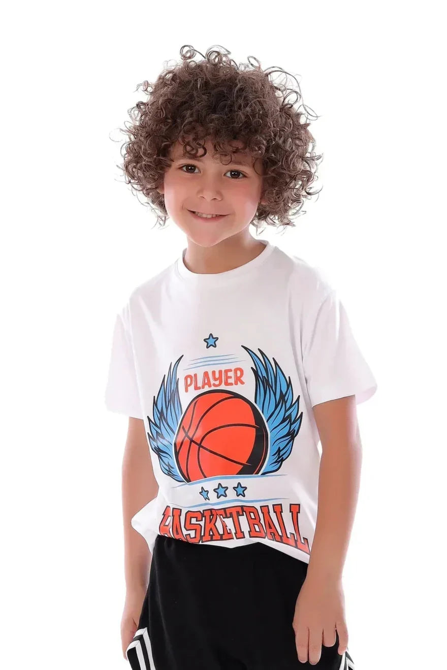 Basketball Player Graphic T-Shirt - White