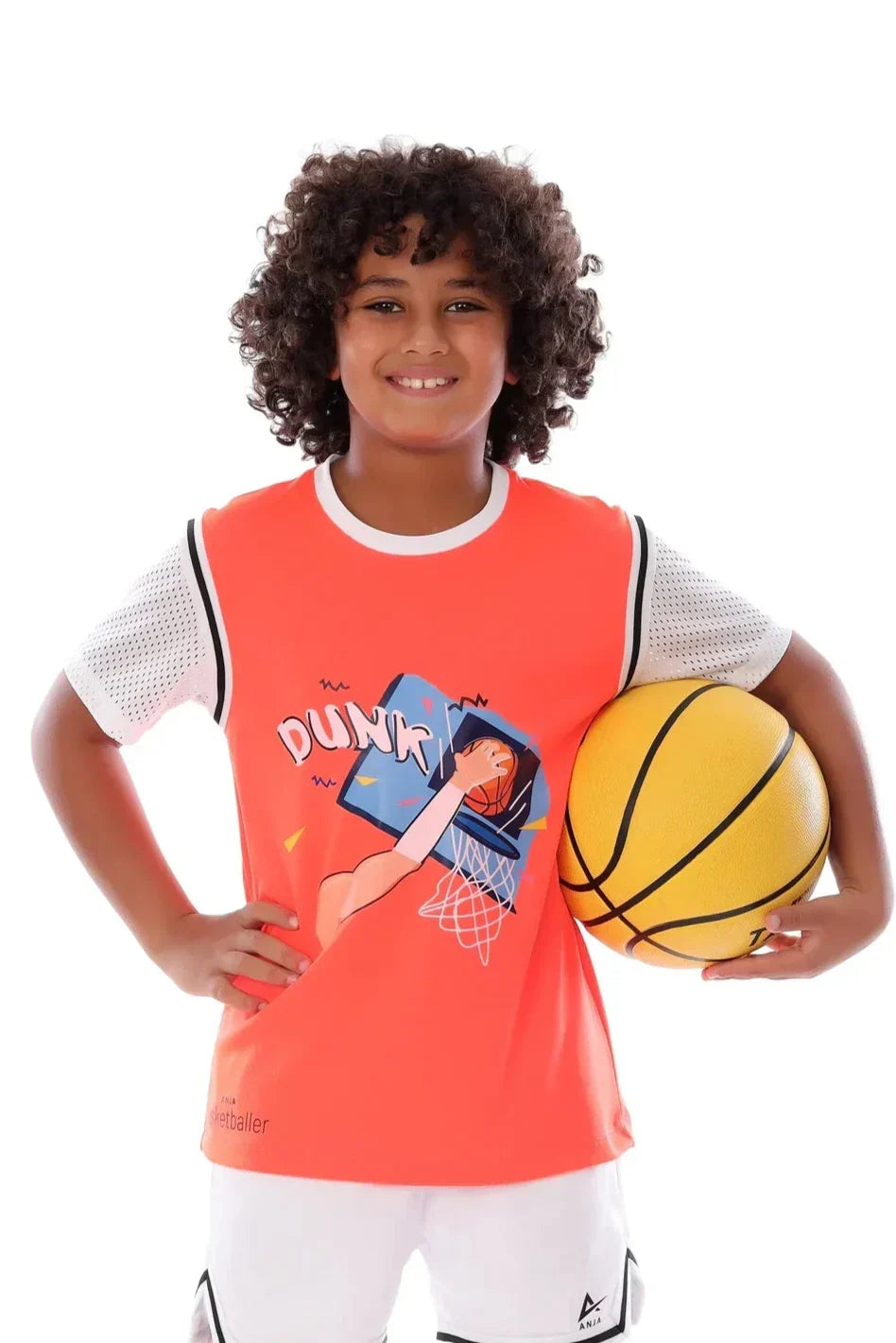 Slam Dunk Basketball Graphic T-Shirt - Orange