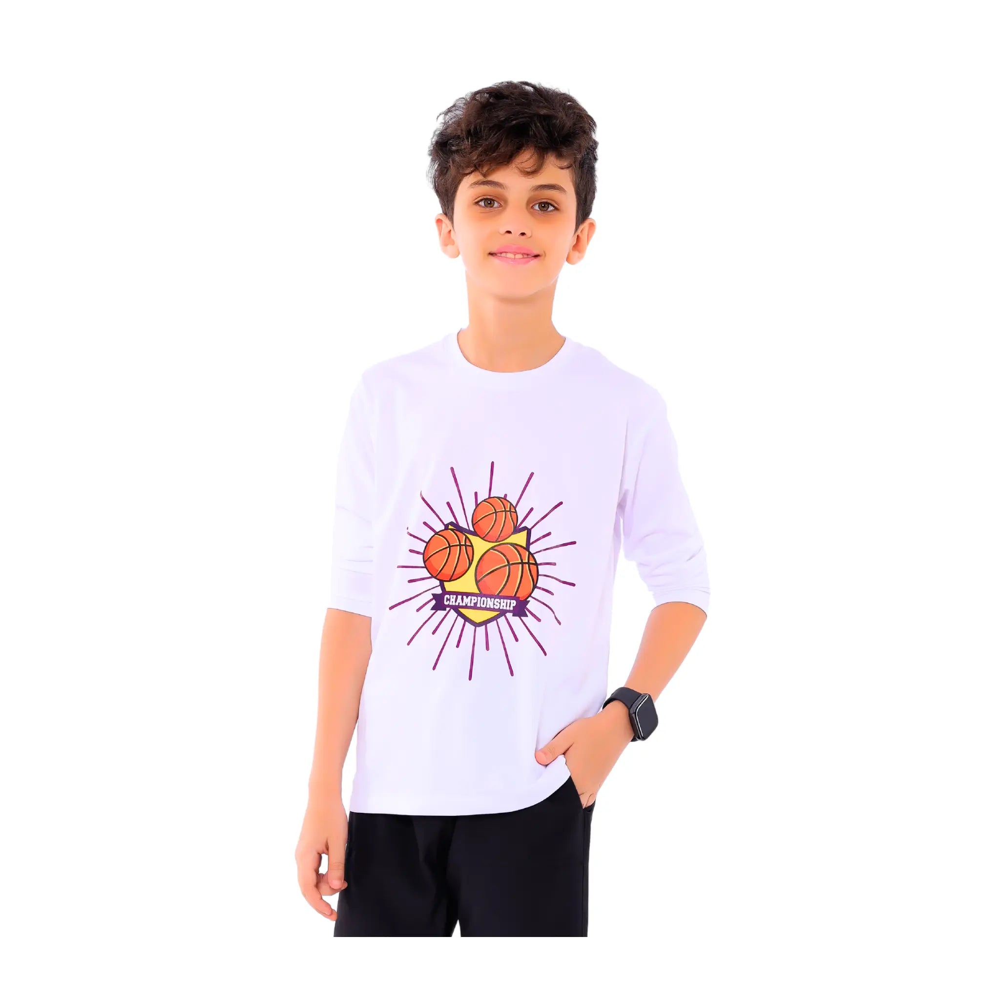 Basketball Splash Graphic Long Sleeve T-Shirt - White