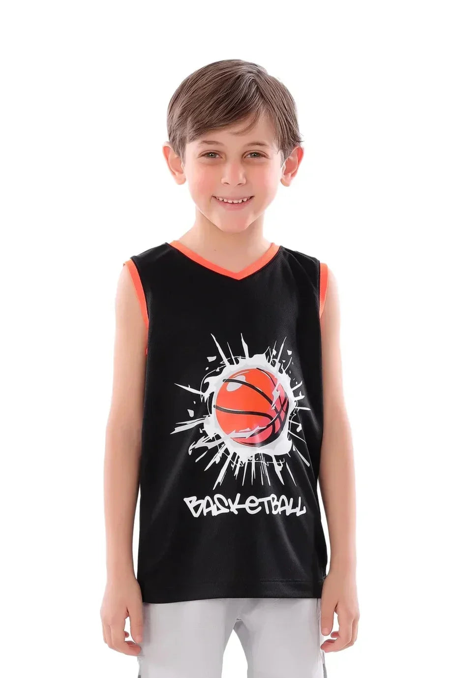 Basketball Splash Graphic Sleeveless Sport Top - Black