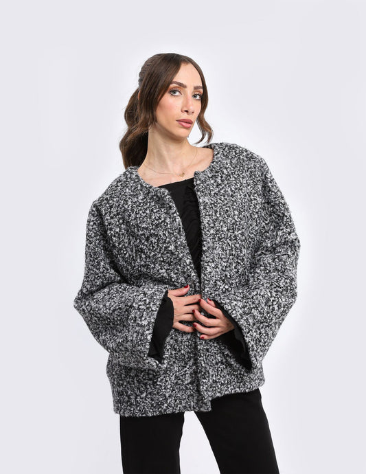 Collarless Woolen Jacket