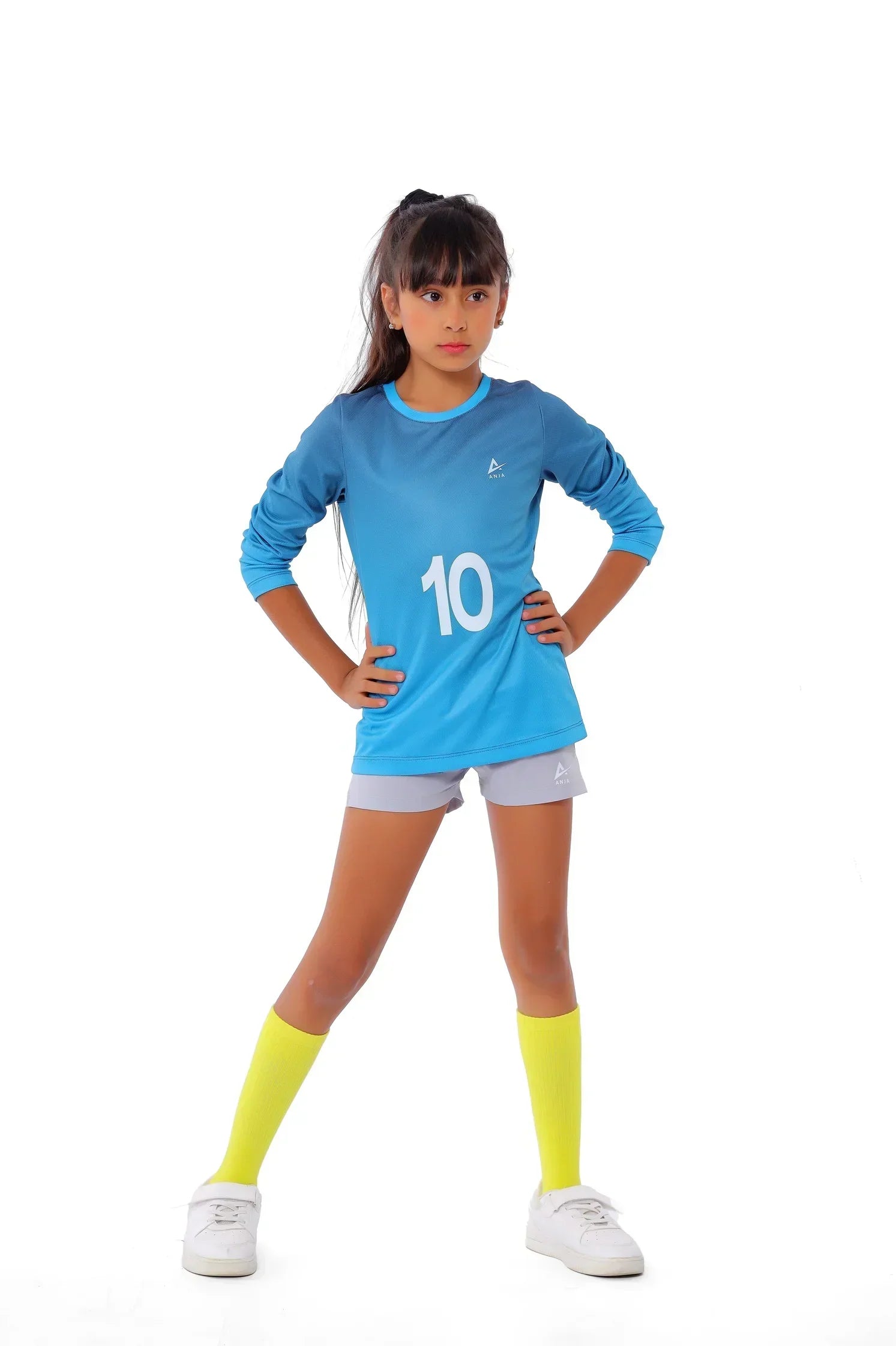 Number Print Long Sleeve Jersey - Blue