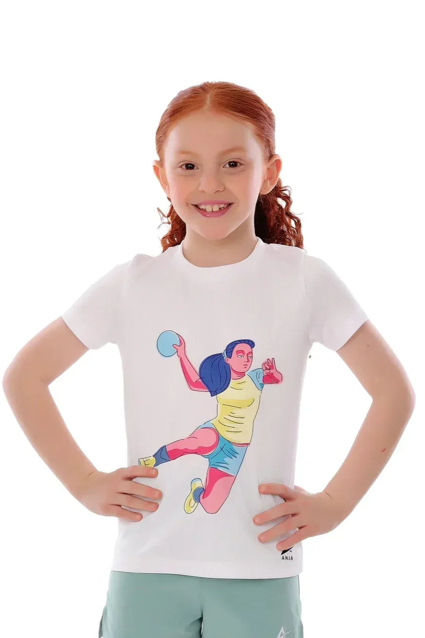 Handball Player Graphic T-Shirt - White