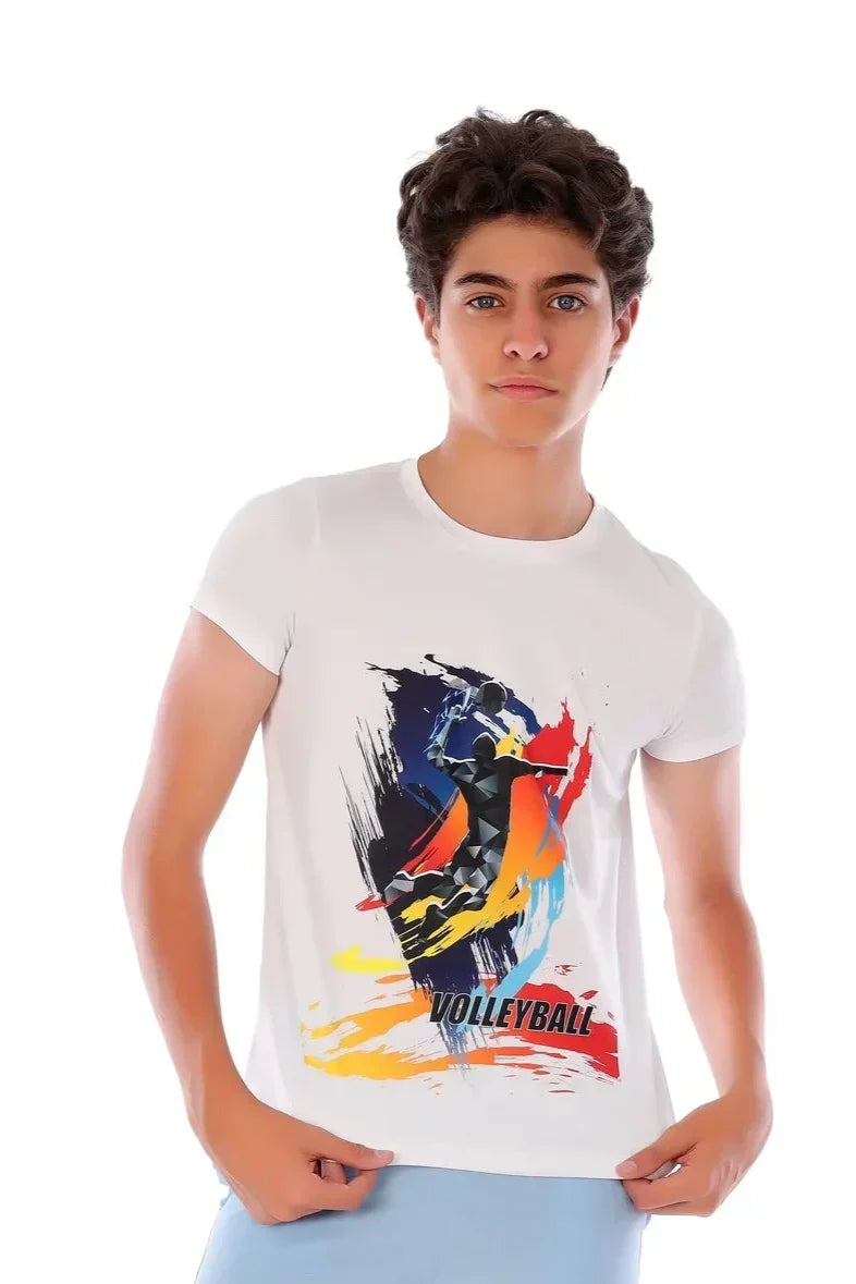 Action Volleyball Graphic T-Shirt - White