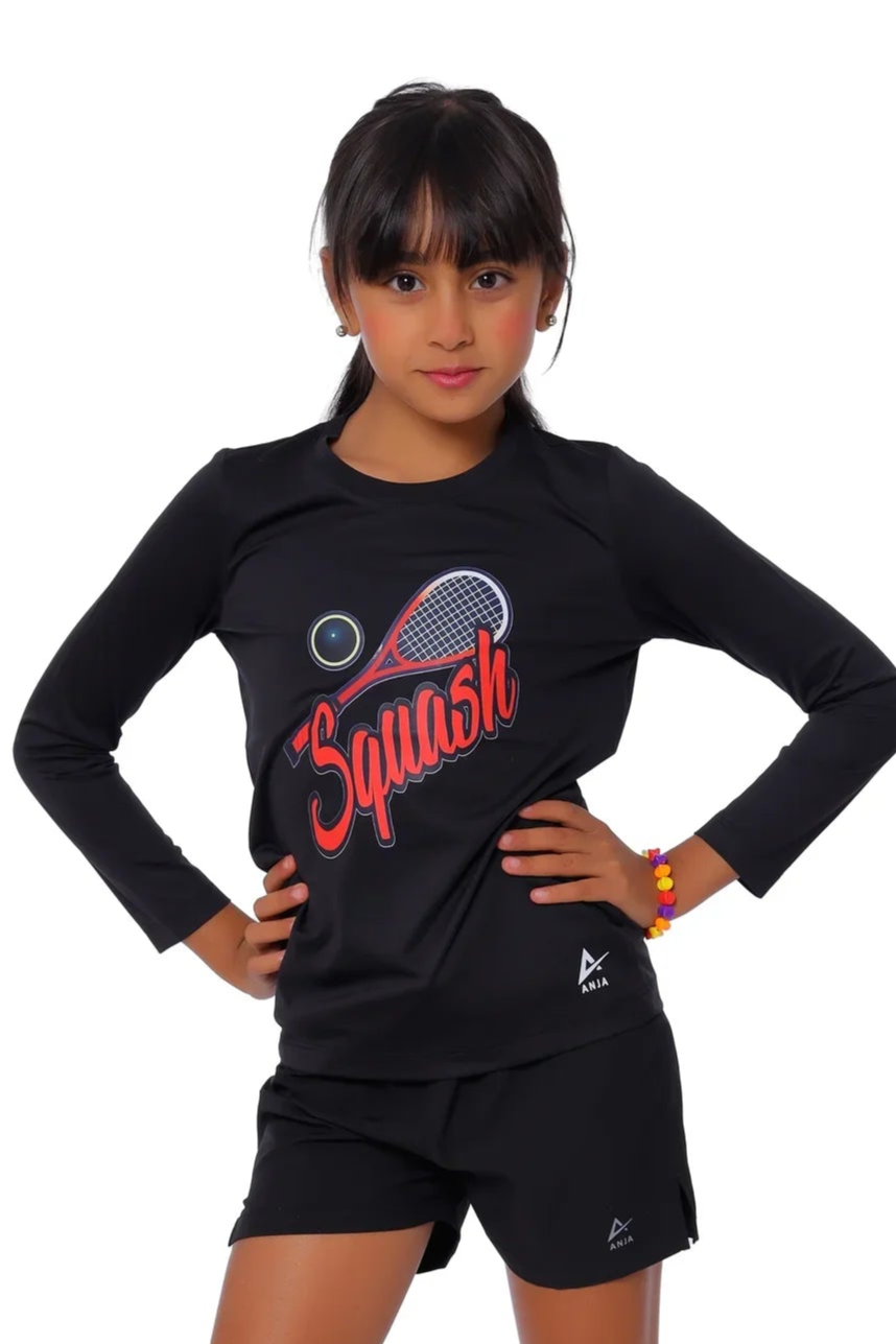 Squash Graphic Long Sleeve T-Shirt - Black
