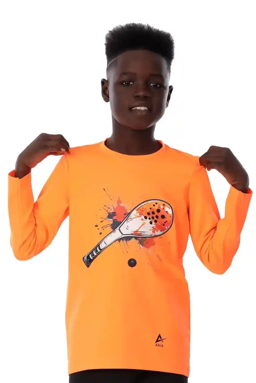 Padel Graphic Long Sleeve T-Shirt - Orange