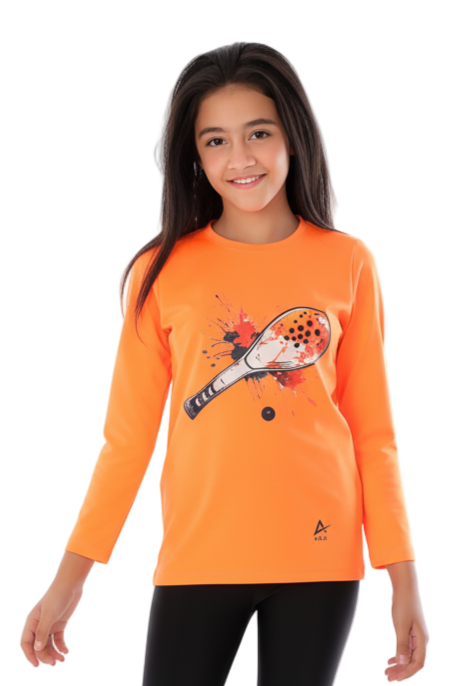 Padel Graphic Long Sleeve T-Shirt - Orange