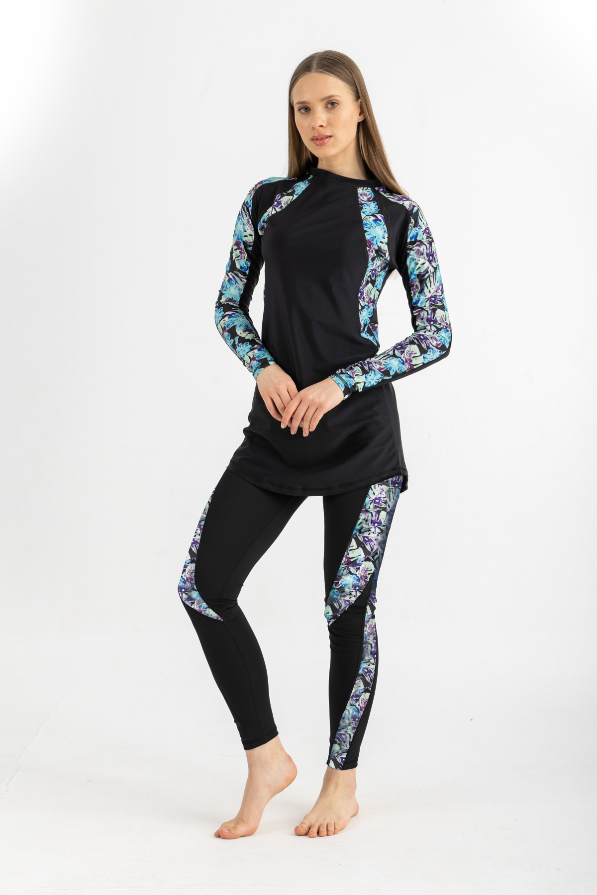 Lycra Asymmetrical Basic Swimsuit - Multicolor