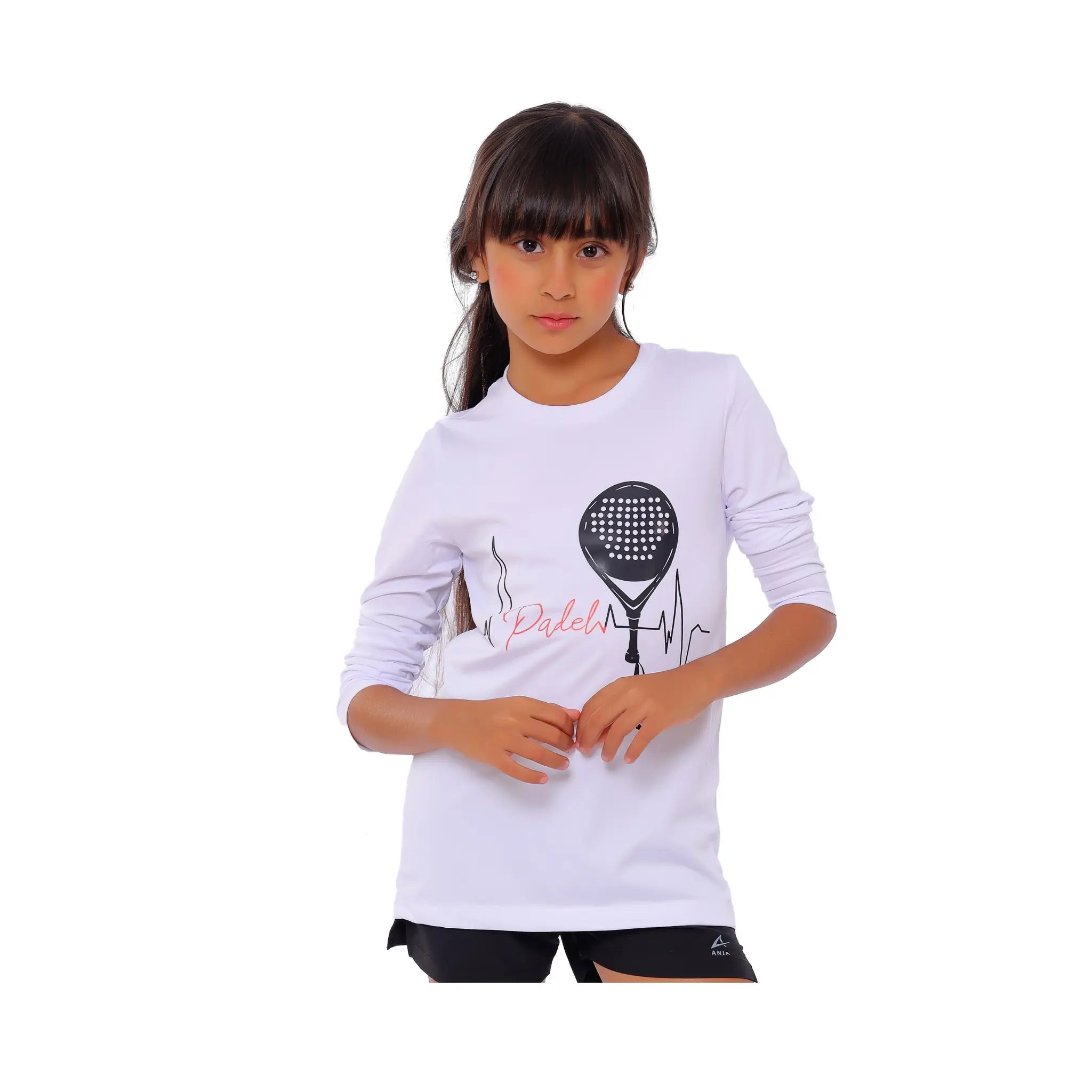 Padel Heartbeat Graphic Long Sleeve T-Shirt - White