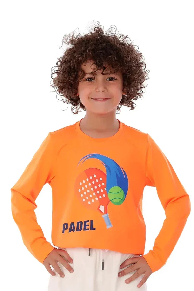 Padel Long Sleeve Sports T-Shirt - Orange