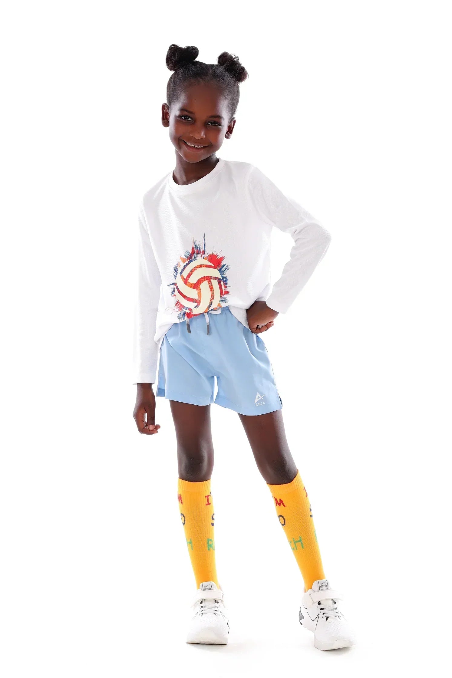 Drawstring Athletic Shorts - Light Blue