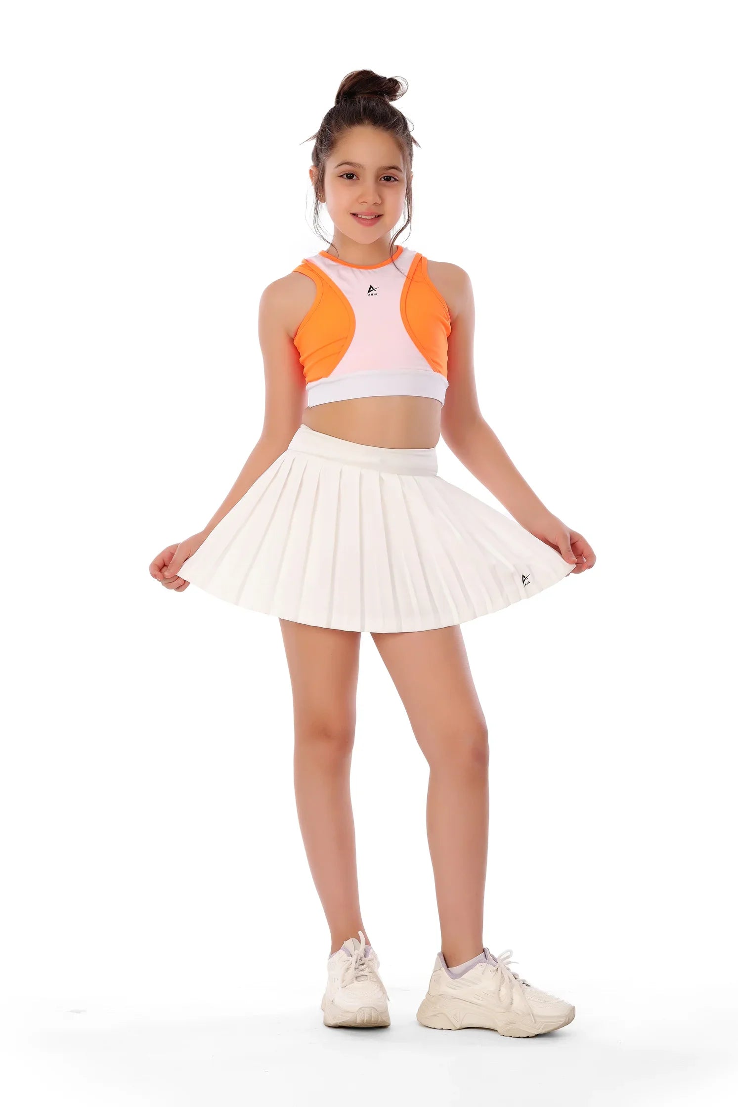 Pleated Performance Skirt with Shorts - White