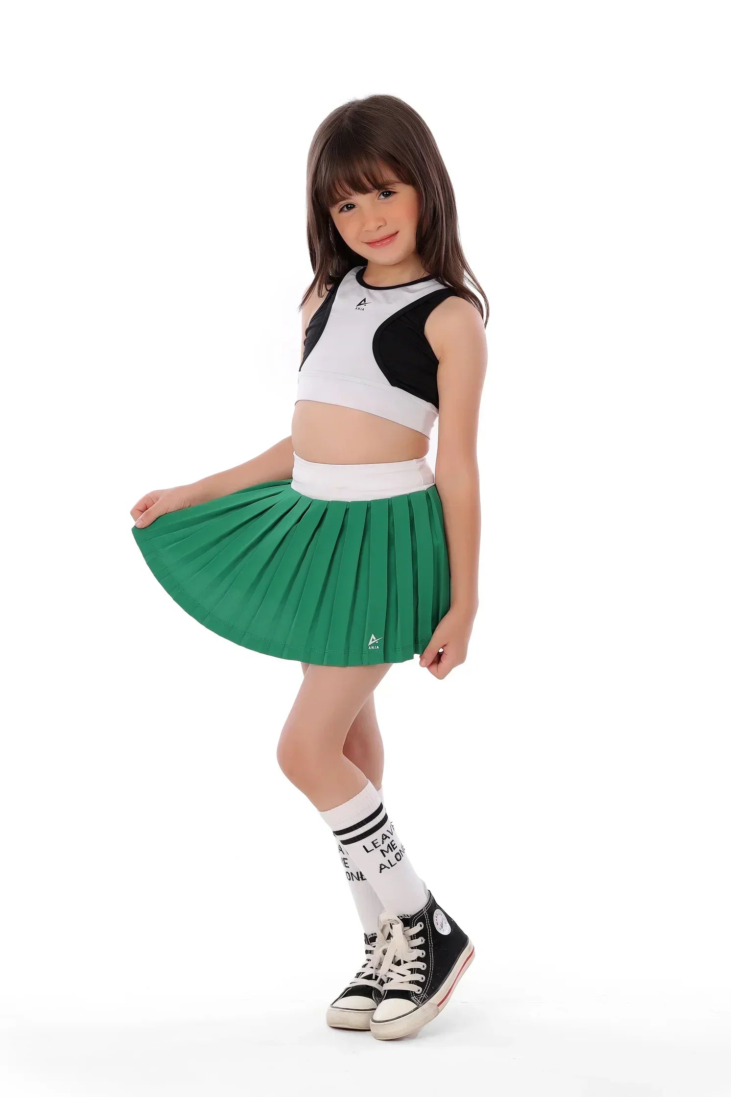 Pleated Performance Skirt with Shorts - Green