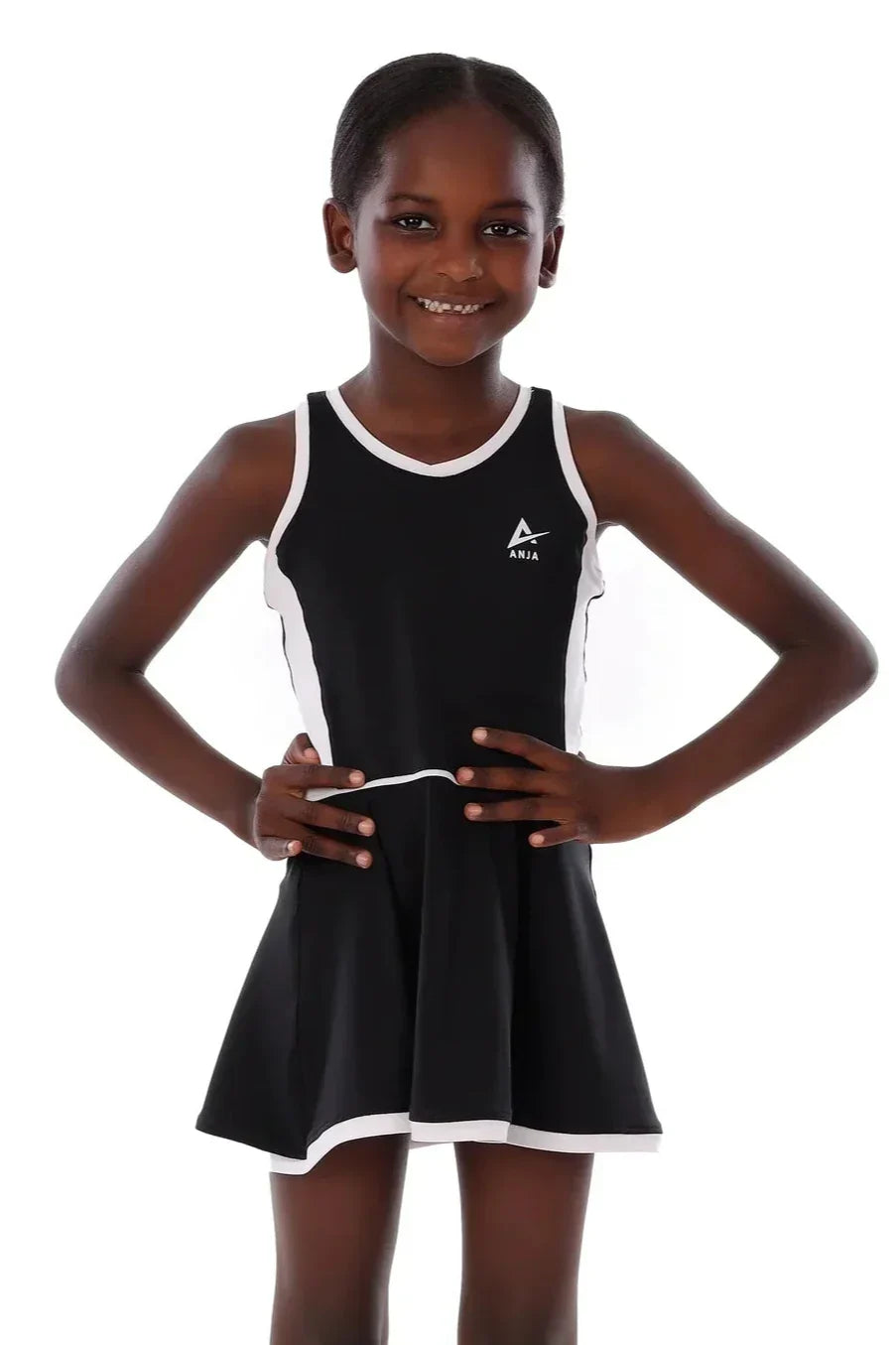 Contrast Trim Flared Sport Dress - Black & White