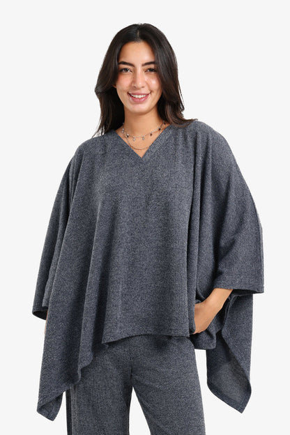 Polyester Oversized Poncho – Grey