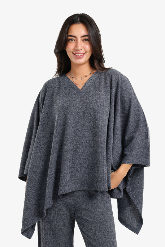 Polyester Oversized Poncho – Grey