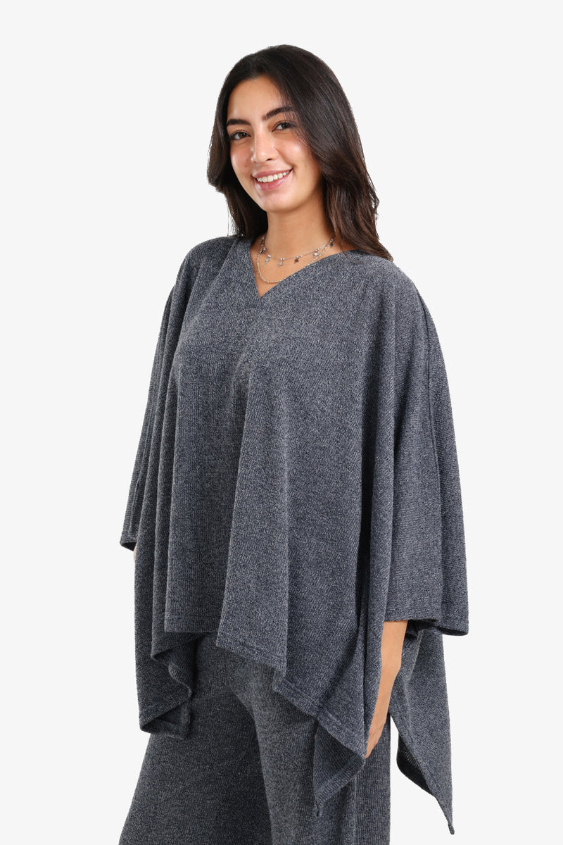 Polyester Oversized Poncho – Grey