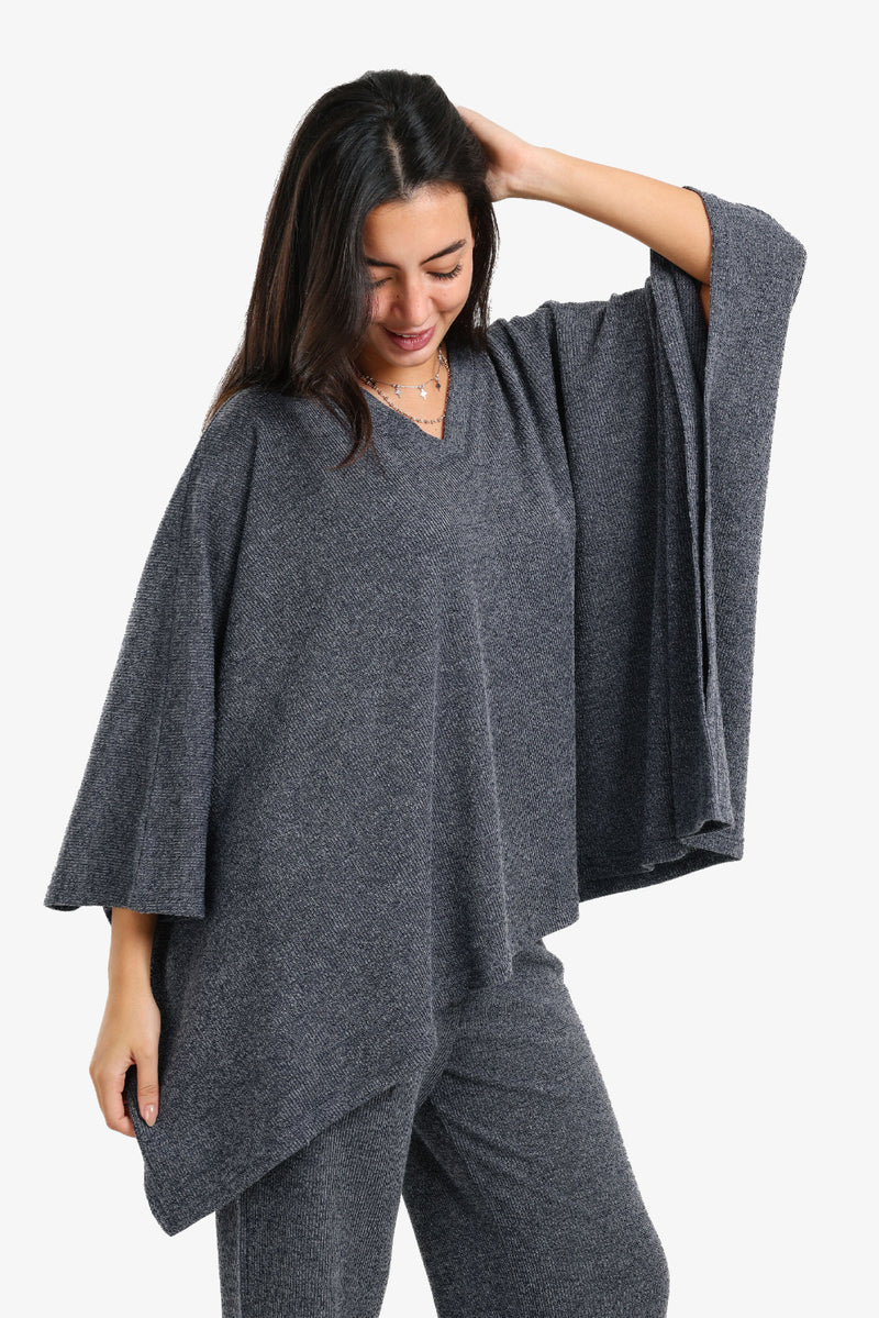 Polyester Oversized Poncho – Grey