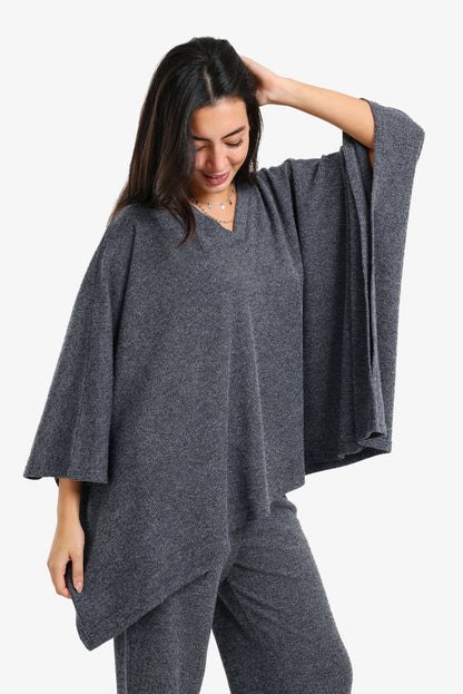 Polyester Oversized Poncho – Grey