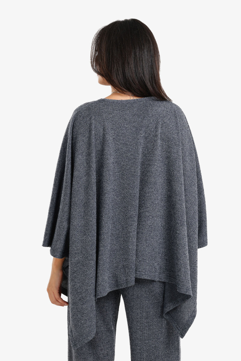 Polyester Oversized Poncho – Grey