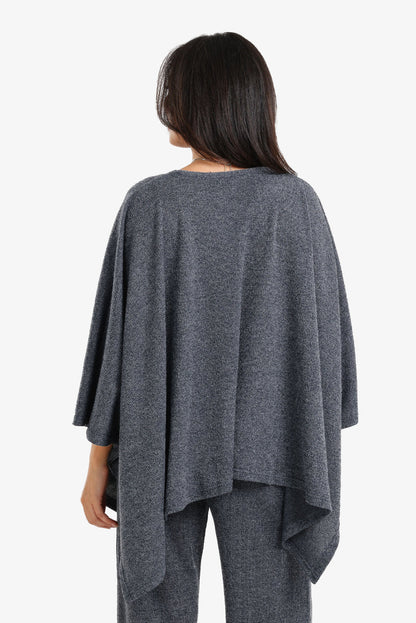 Polyester Oversized Poncho – Grey